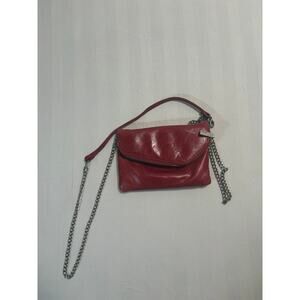 Hobo Red Leather Crossbody Bag Chain Strap Small Purse